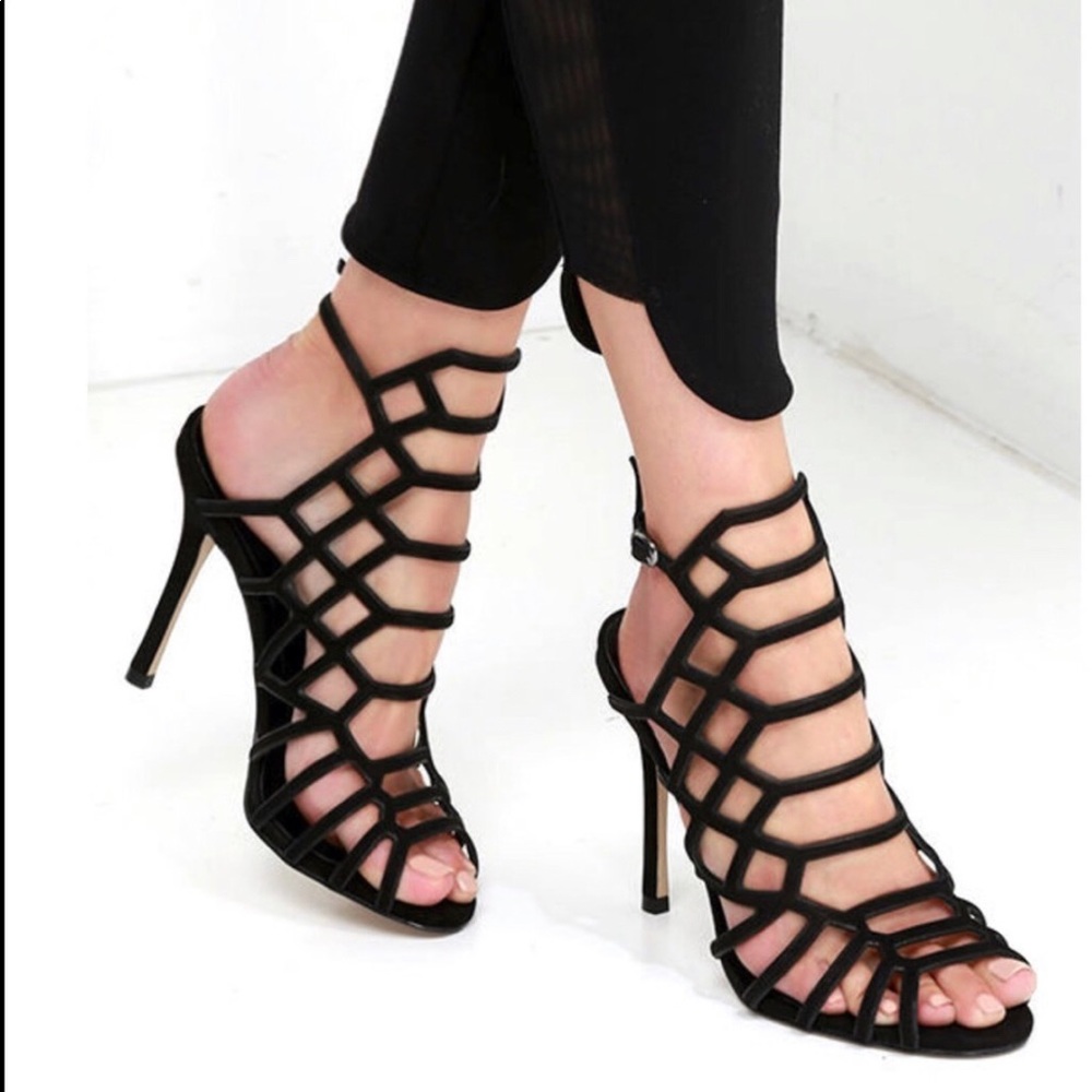 MADDEN GIRL BLACK CAGED HEELS